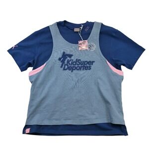 Puma KidSuper Studios Deportes T Shirt Jersey Style Blue Pink Kids Medium NWT